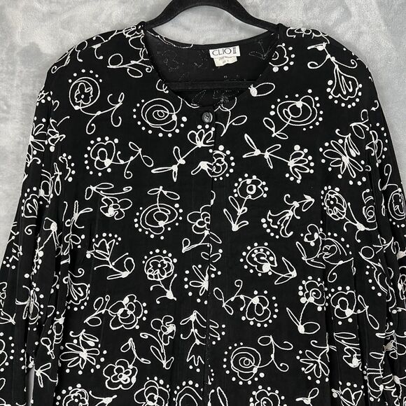 Vintage CLIO II Cardigan Size 1X  Whimsigoth Slinky Emberiodee One Button - Picture 2 of 11